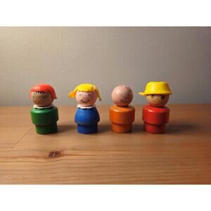 Vintage Fisher Price Little People Lot Wood